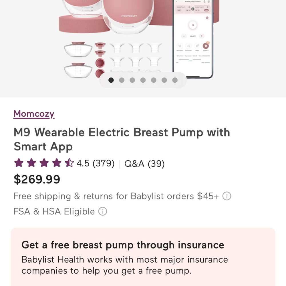 Momcozy Pink Wearable Electric Breast Pump with Smart App